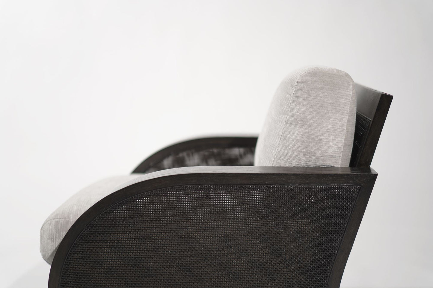 Ebonized Oak & Caning Vintage Lounge Chairs, 1970s