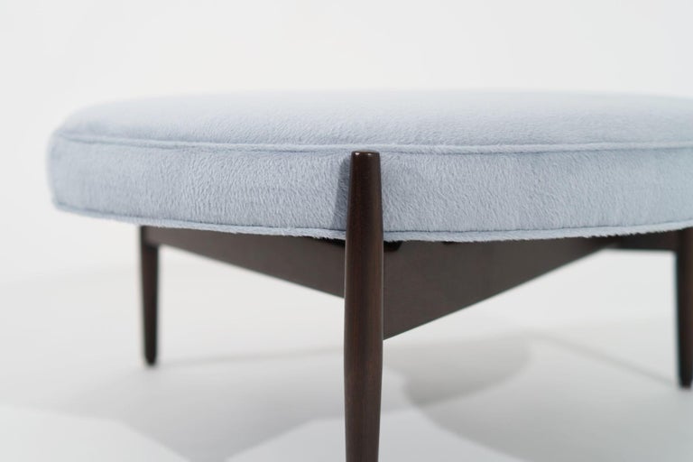 Jens Risom Ottoman in Light Blue Mohair, C. 1960s