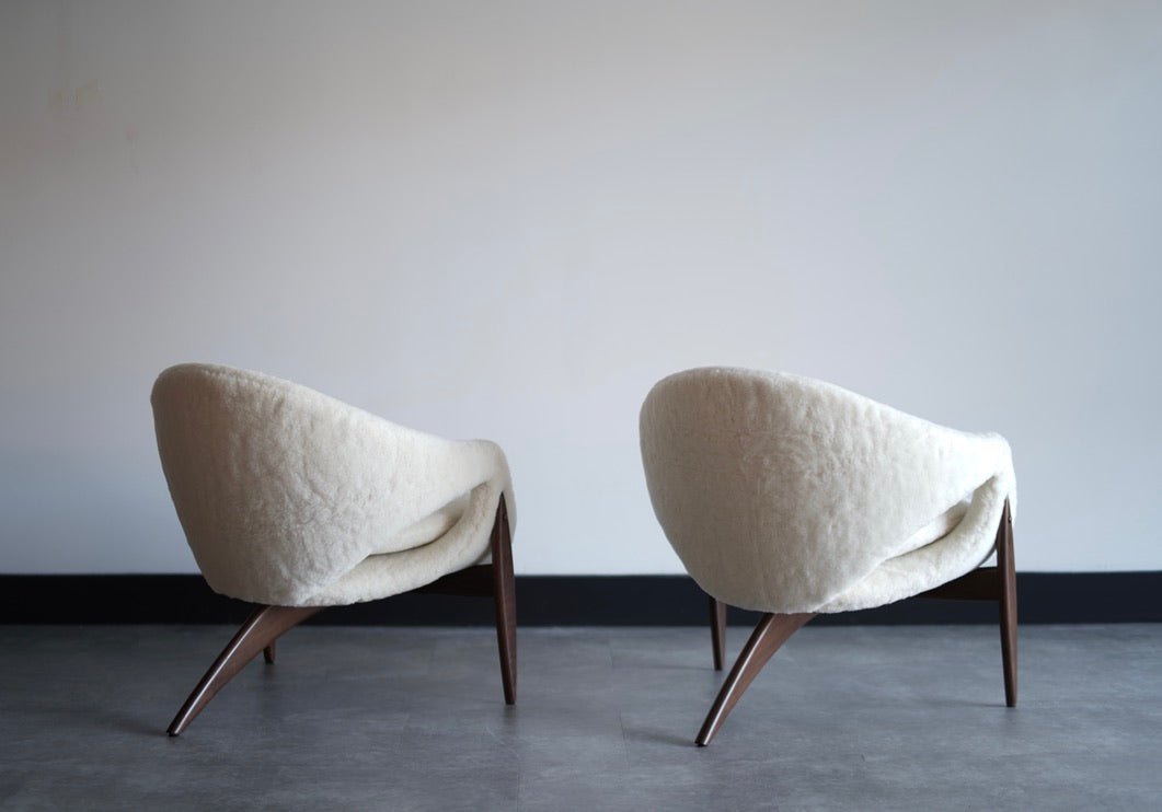 Sculptural Lounge Chairs in Shearling by Luigi Tiengo, Canada, C. 1960s