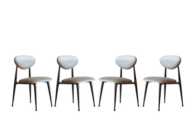 Set of Four Dining Chairs in Chenille and Bronze by Dan Johnson, C. 1950s