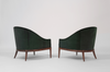 Mid-Century Modern Lounge Chairs in Emerald Velvet, C. 1950s