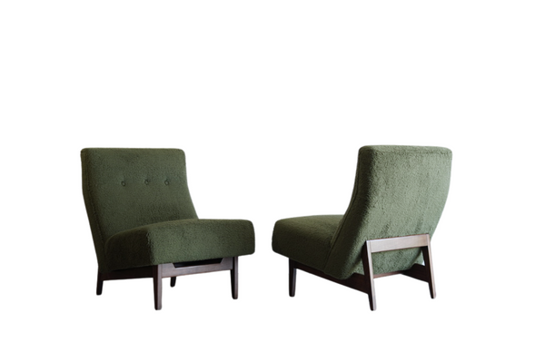 Set of Slipper Chairs by Jens Risom in Teddy Wool , C. 1950s