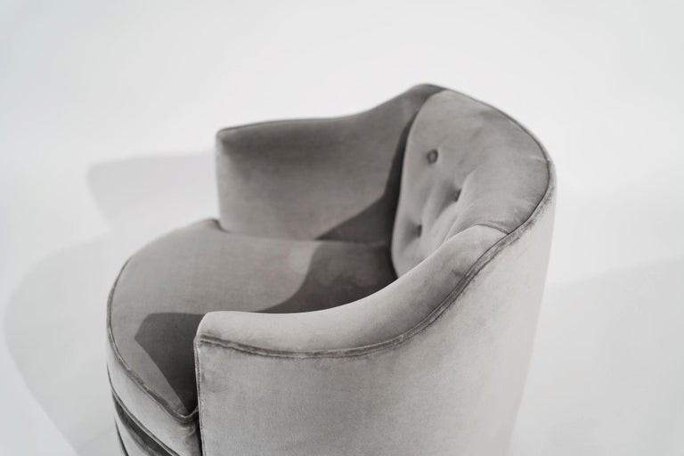 Edward Wormley for Dunbar Swivel Chairs in Grey Alpaca Velvet, C. 1950s