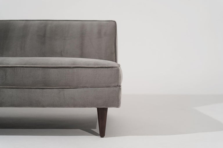 Edward Wormley for Dunbar Loveseat in Grey Velvet, circa 1950s