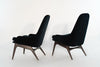 Set of Slipper Chairs by Adrian Pearsall in Navy Mohair, 1950s