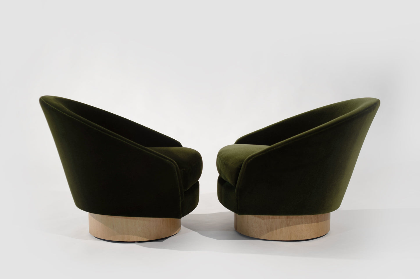 Adrian Pearsall for Craft Associates Swivel Chairs in Olive Velvet, C. 1950s