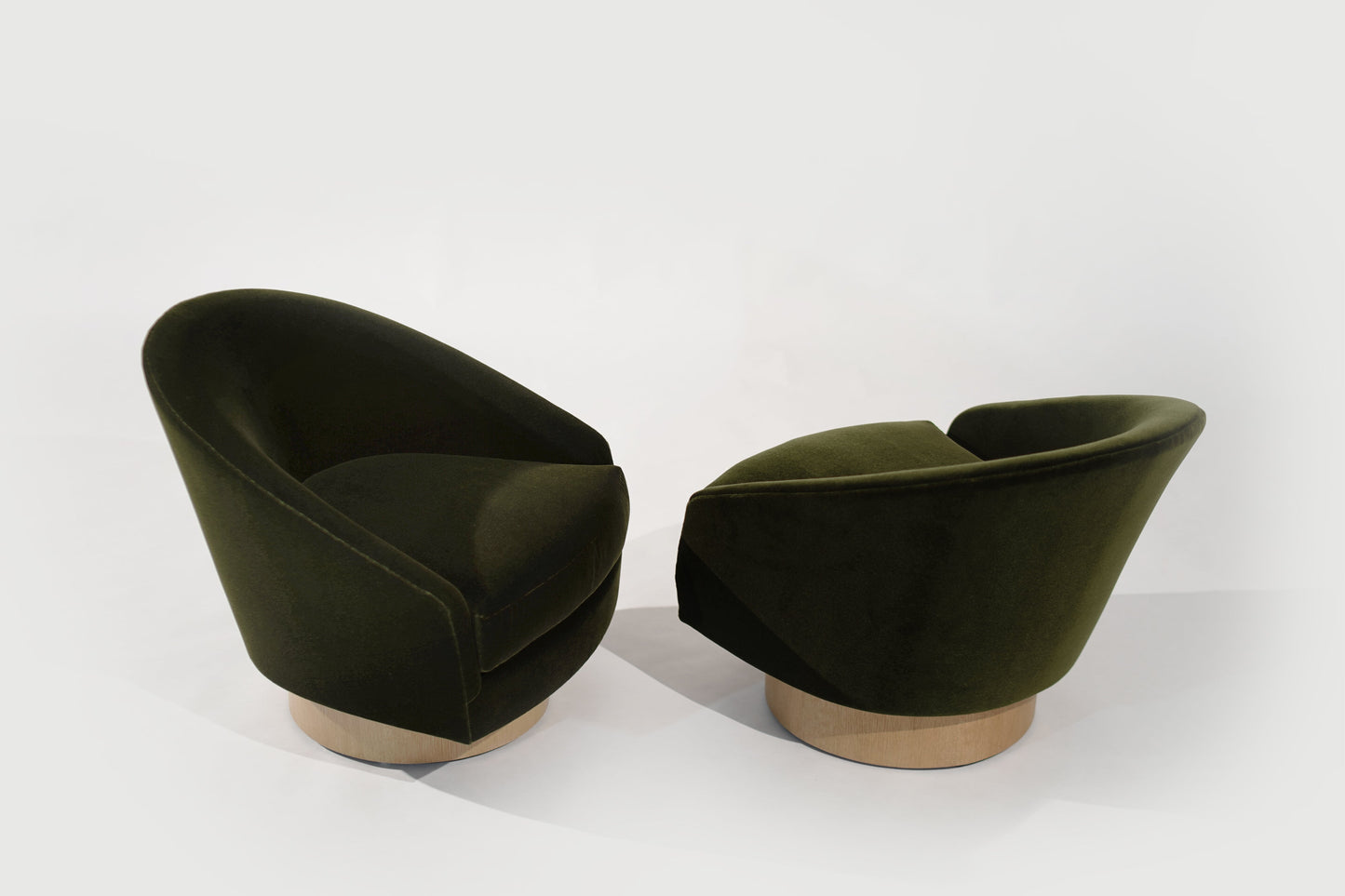 Adrian Pearsall for Craft Associates Swivel Chairs in Olive Velvet, C. 1950s
