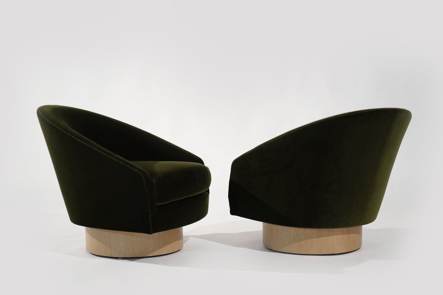 Adrian Pearsall for Craft Associates Swivel Chairs in Olive Velvet, C. 1950s