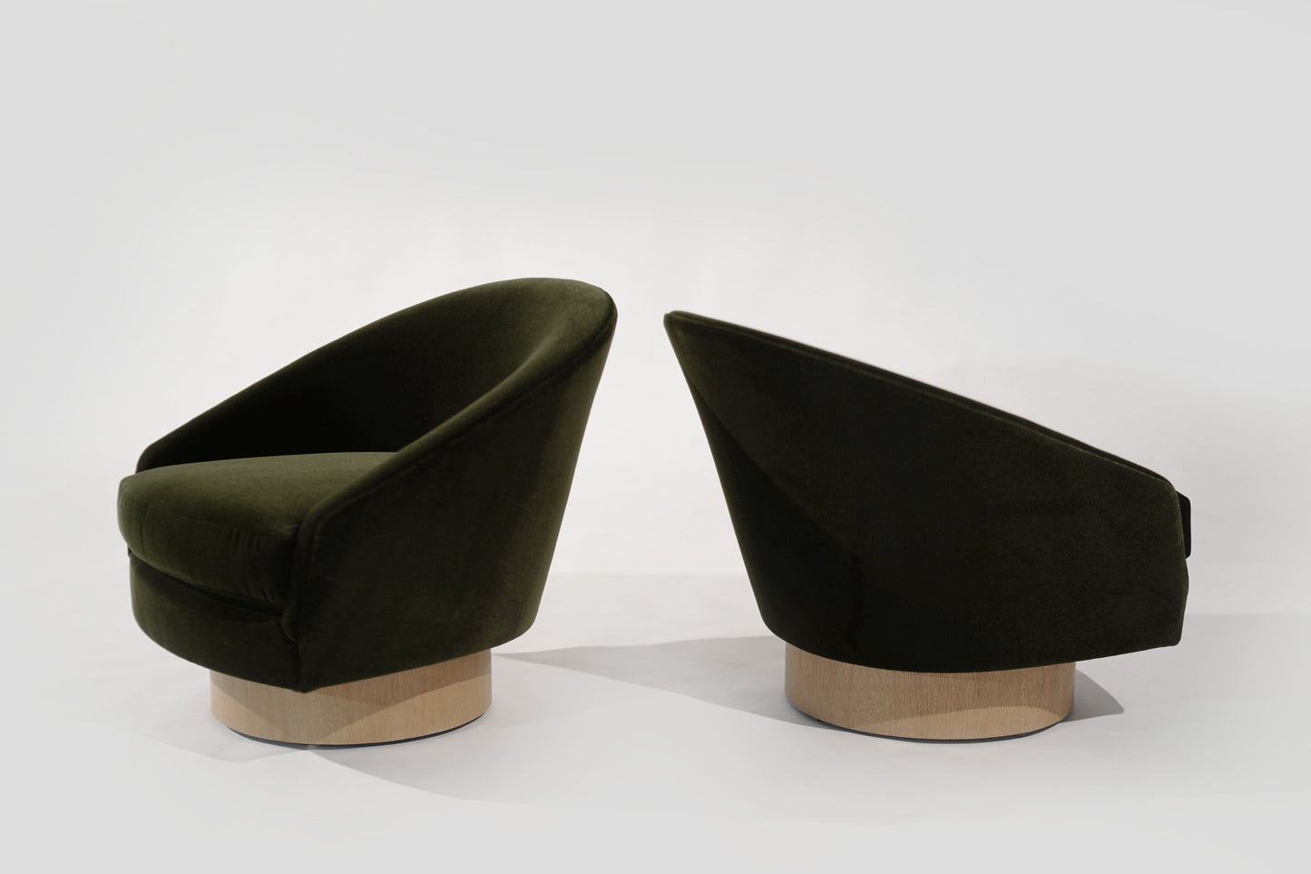 Adrian Pearsall for Craft Associates Swivel Chairs in Olive Velvet, C. 1950s