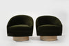 Adrian Pearsall for Craft Associates Swivel Chairs in Olive Velvet, C. 1950s