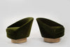 Adrian Pearsall for Craft Associates Swivel Chairs in Olive Velvet, C. 1950s