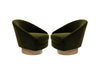 Adrian Pearsall for Craft Associates Swivel Chairs in Olive Velvet, C. 1950s