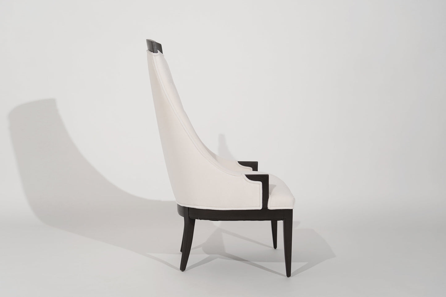 Highback Accent Chair in Ivory Mohair, C. 1950s