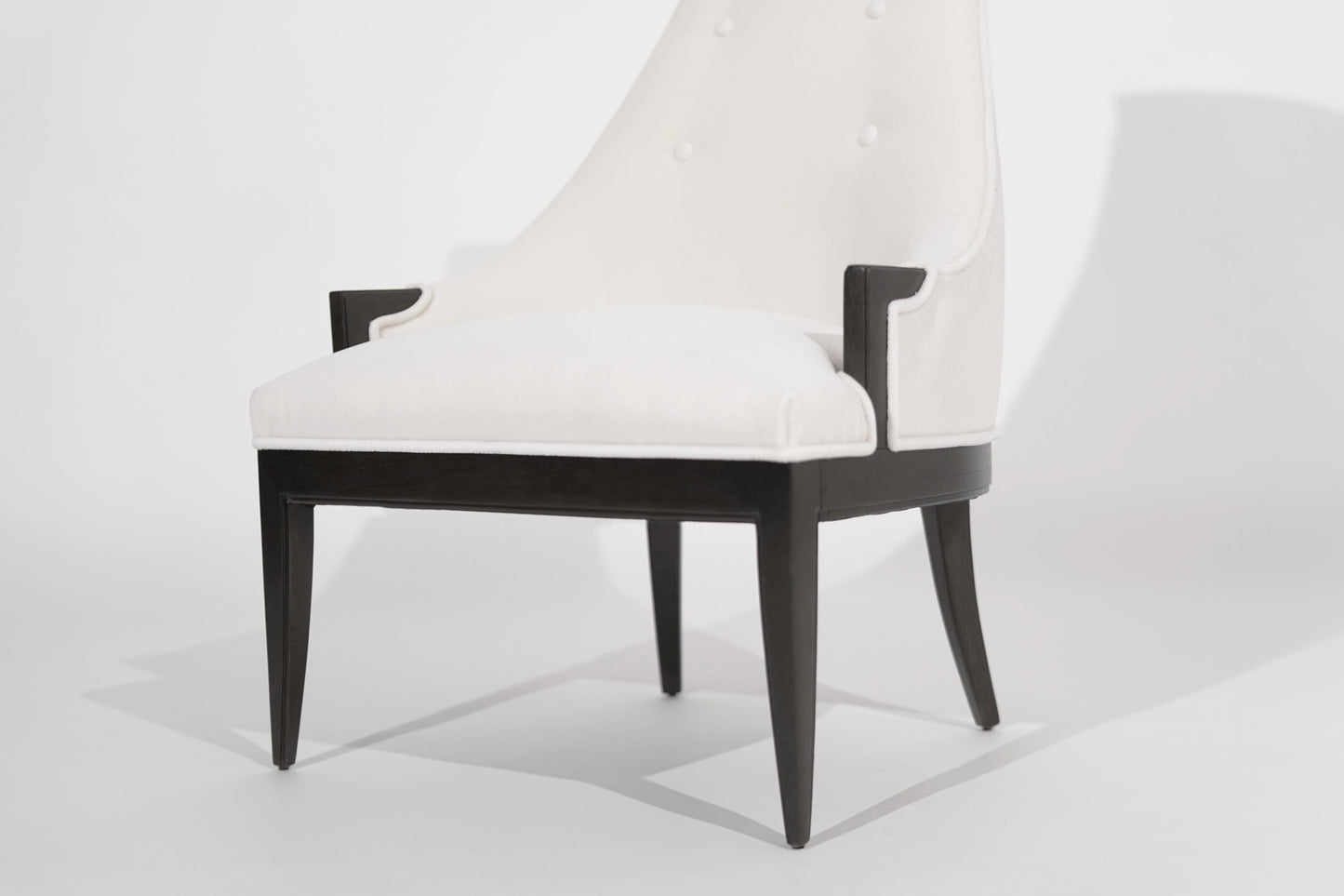 Highback Accent Chair in Ivory Mohair, C. 1950s