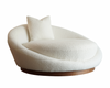 Milo Baughman Satellite Chaise Lounge in Boucle and Walnut, C. 1970s