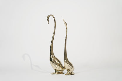 Set of Large-Scale Vintage Brass Swan Sculptures, C. 1950s