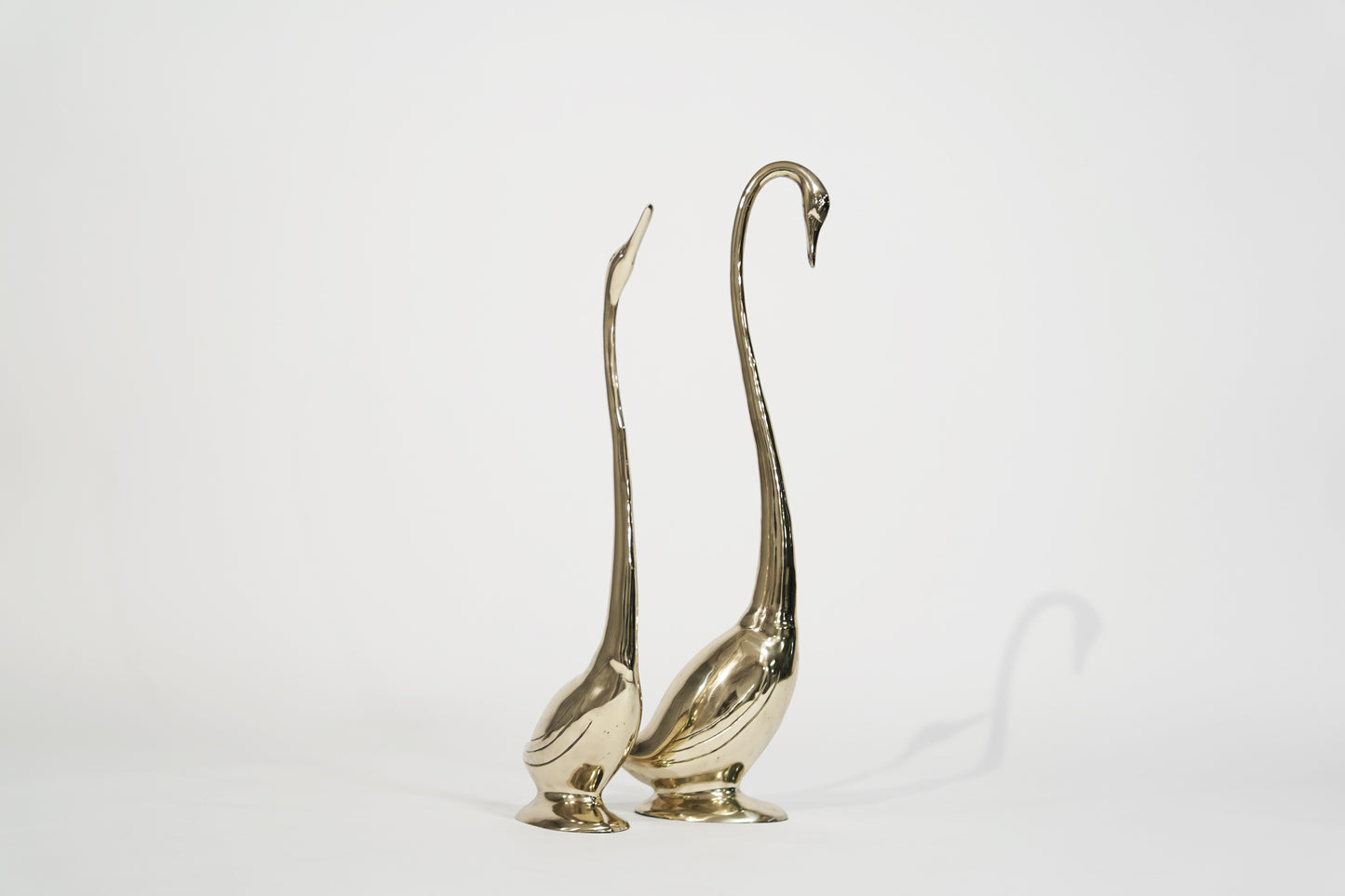 Set of Large-Scale Vintage Brass Swan Sculptures, C. 1950s