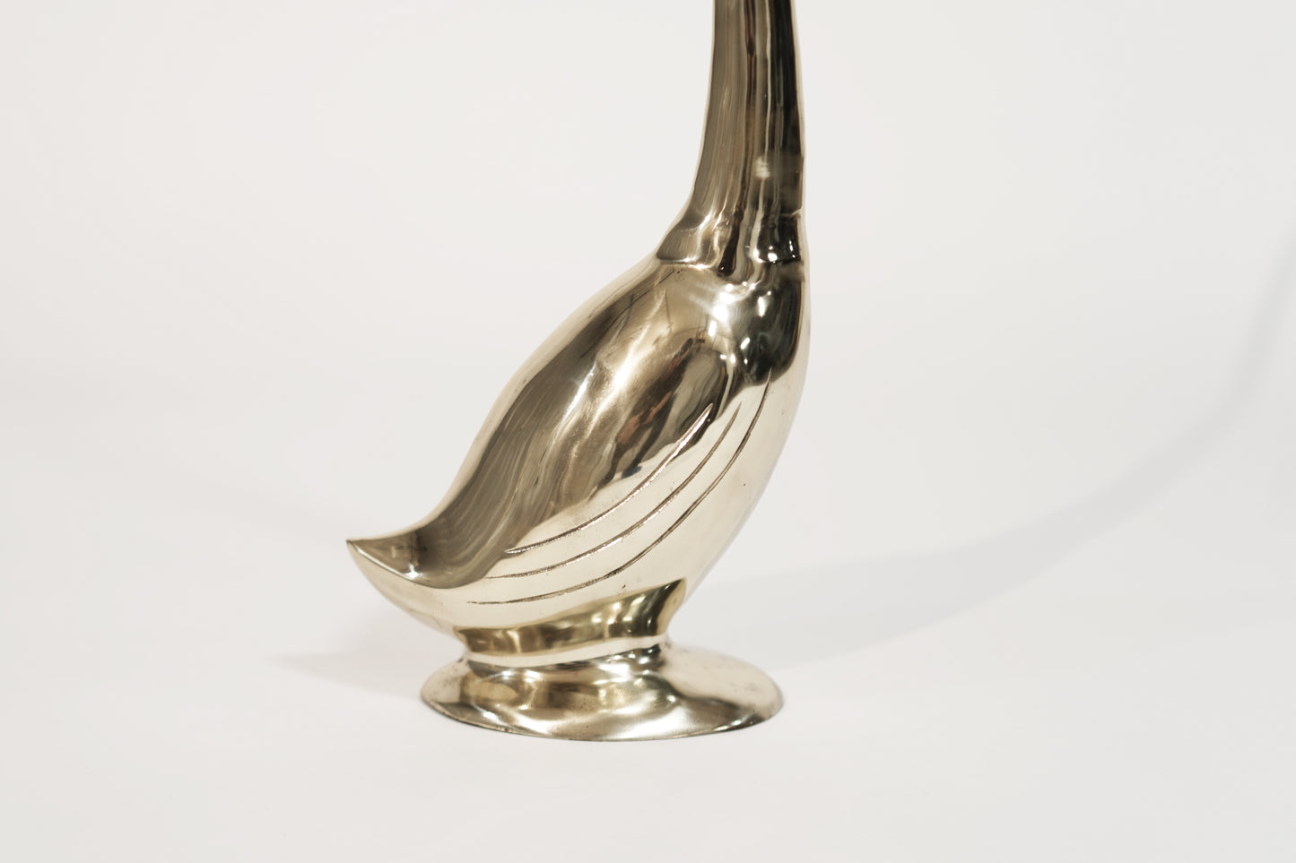 Set of Large-Scale Vintage Brass Swan Sculptures, C. 1950s