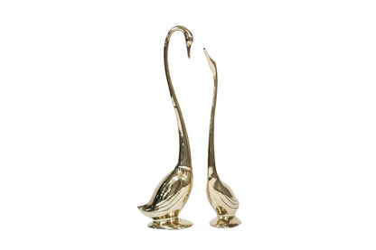 Set of Large-Scale Vintage Brass Swan Sculptures, C. 1950s