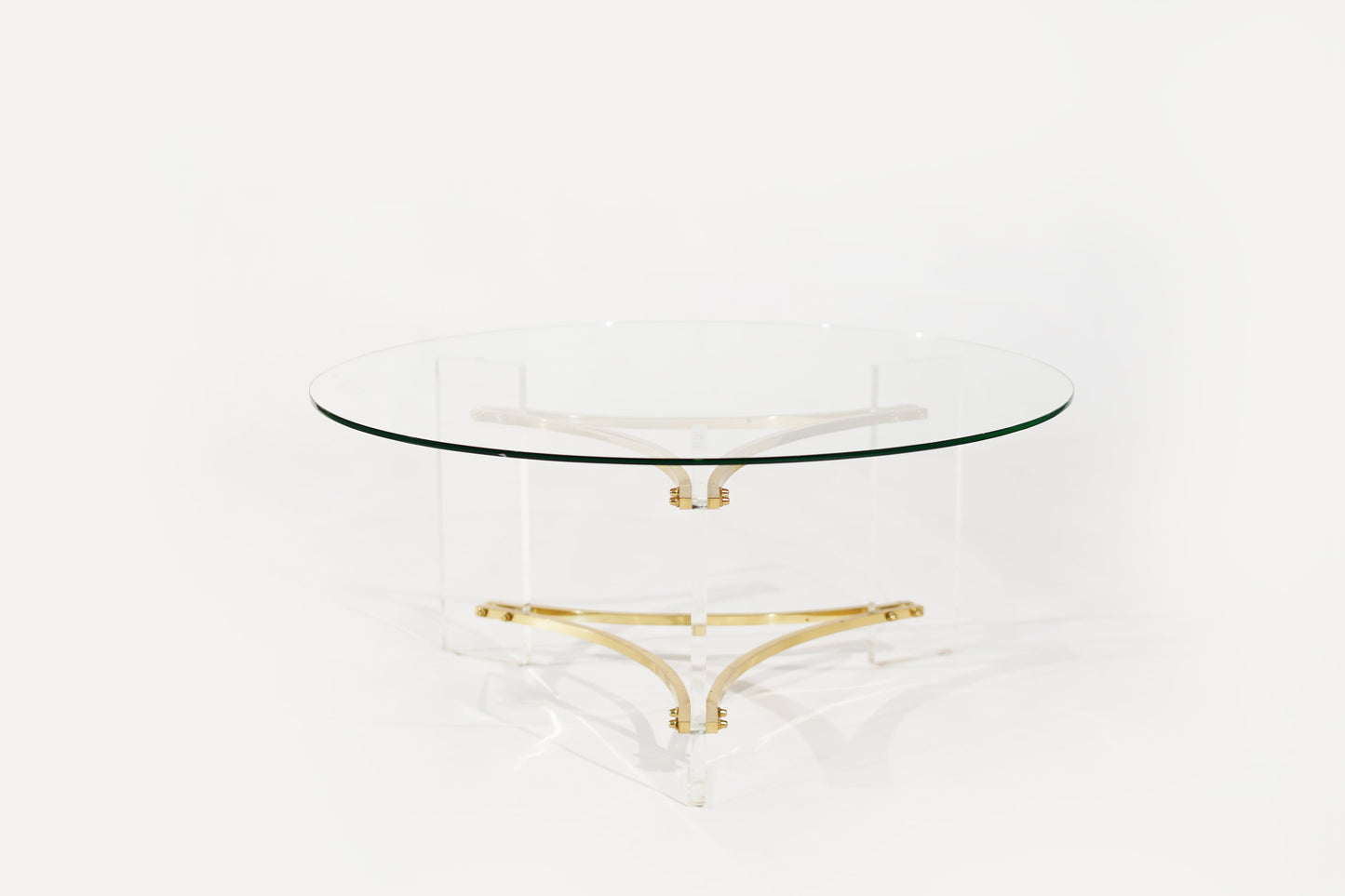 Lucite and Brass Coffee Table by Charles Hollis-Jones, C. 1970s