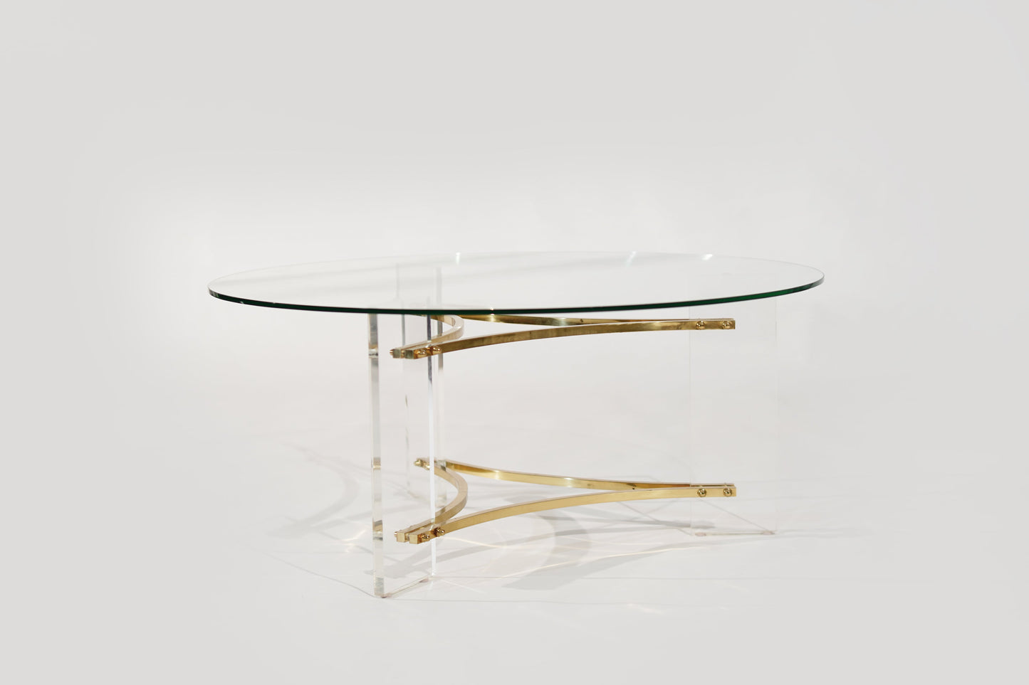 Lucite and Brass Coffee Table by Charles Hollis-Jones, C. 1970s