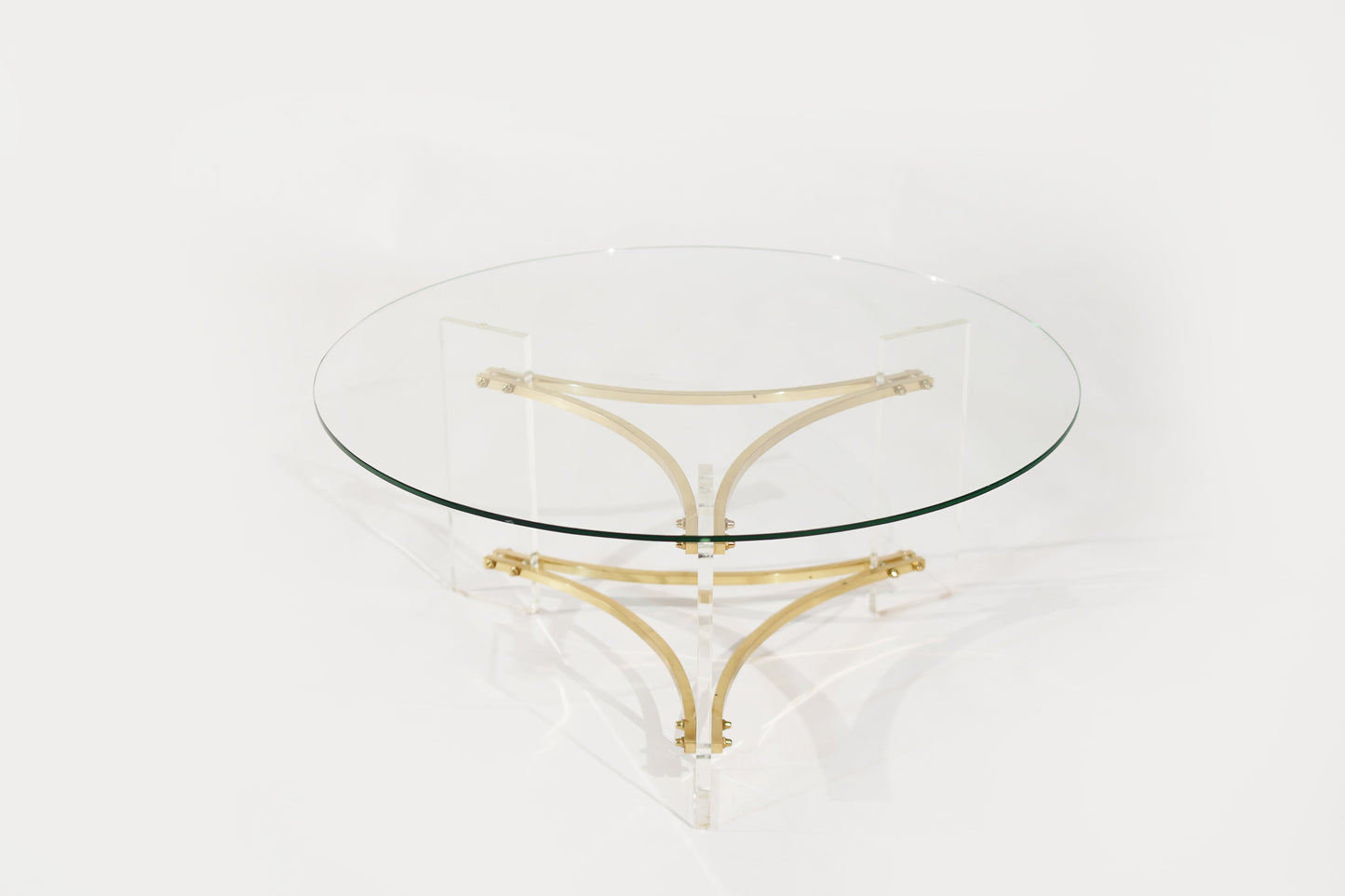 Lucite and Brass Coffee Table by Charles Hollis-Jones, C. 1970s