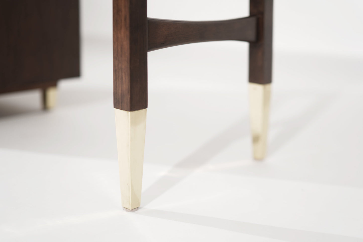 Refined Walnut Desk with Brass Accents, Italy, circa 1950s