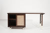 Refined Walnut Desk with Brass Accents, Italy, circa 1950s
