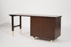 Refined Walnut Desk with Brass Accents, Italy, circa 1950s