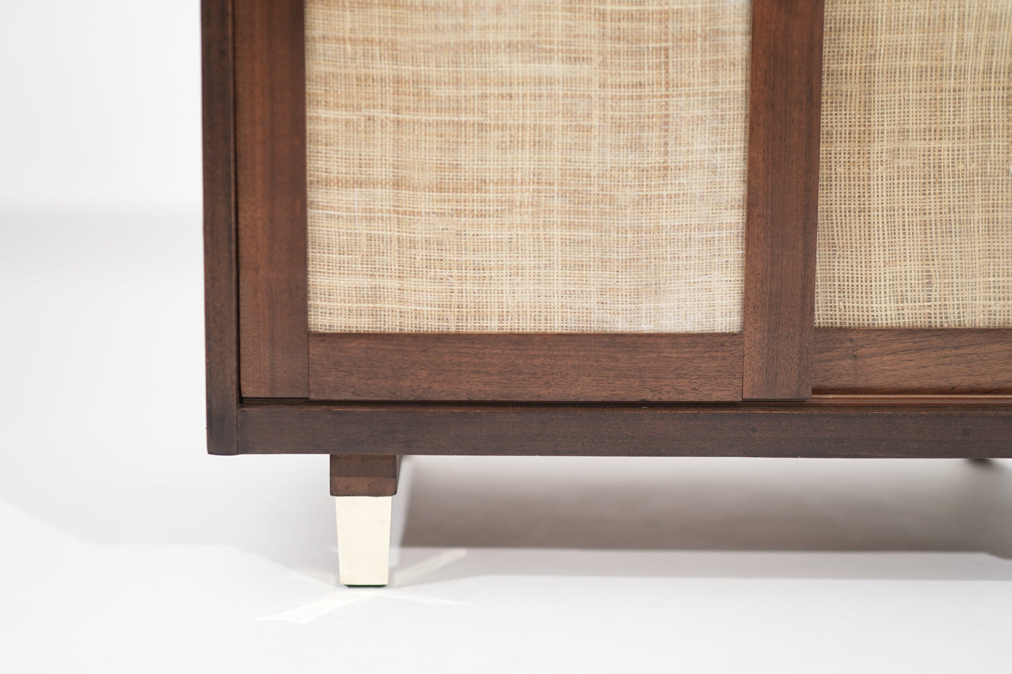 Refined Walnut Desk with Brass Accents, Italy, circa 1950s