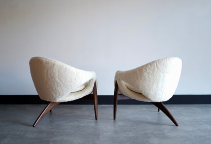 Sculptural Lounge Chairs in Shearling by Luigi Tiengo, Canada, C. 1960s