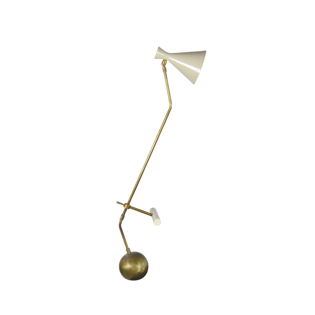 Italian Counter Weight Brass Table Lamp Attributed to Roberto Menghi