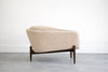 Set of MCM Sculptural Walnut Tripod Lounge Chairs in Bouclé, C. 1950s