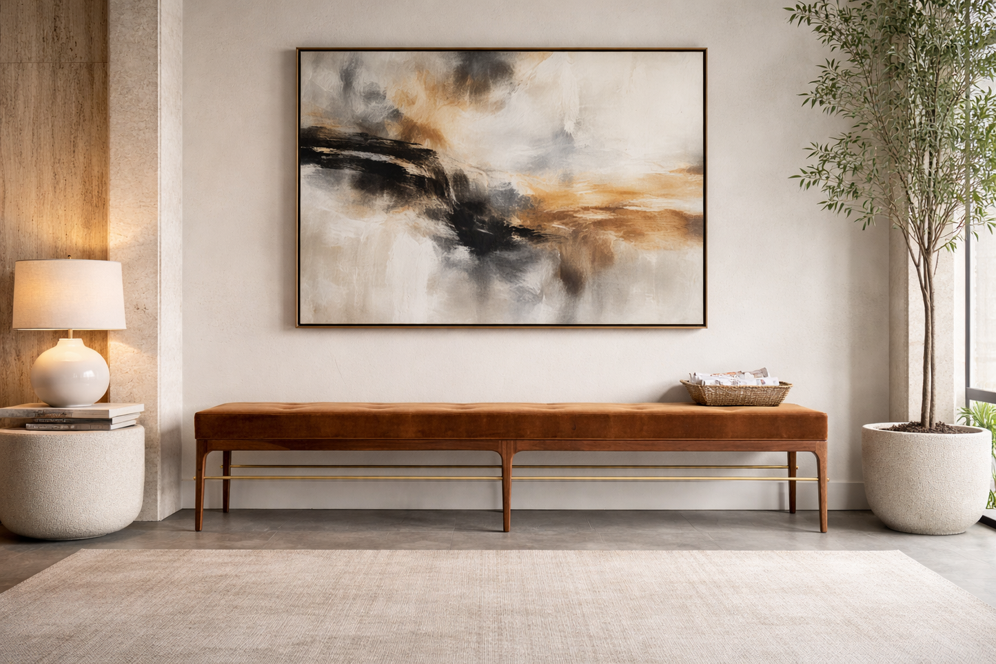 Linear Bench in Special Walnut Series 96