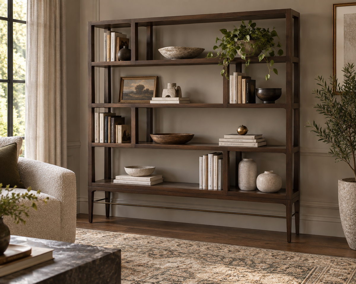 Linear Bookcase in Espresso Walnut