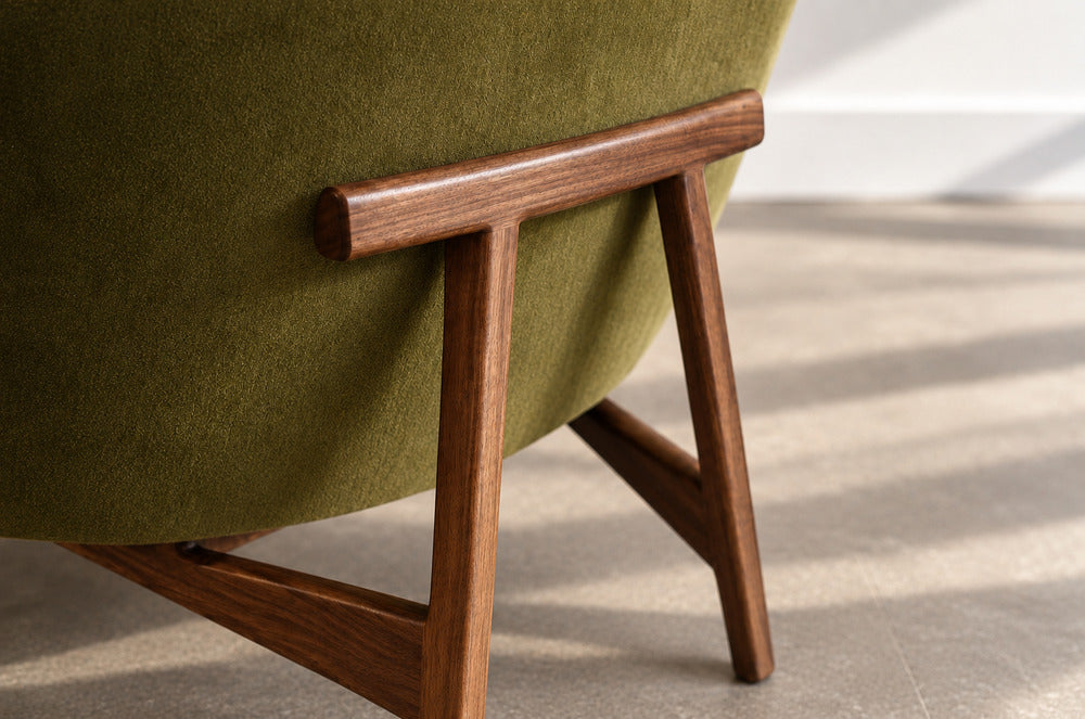 Lounge Chairs Model 2136 by Jens Risom in Velvet and Walnut, C. 1950s