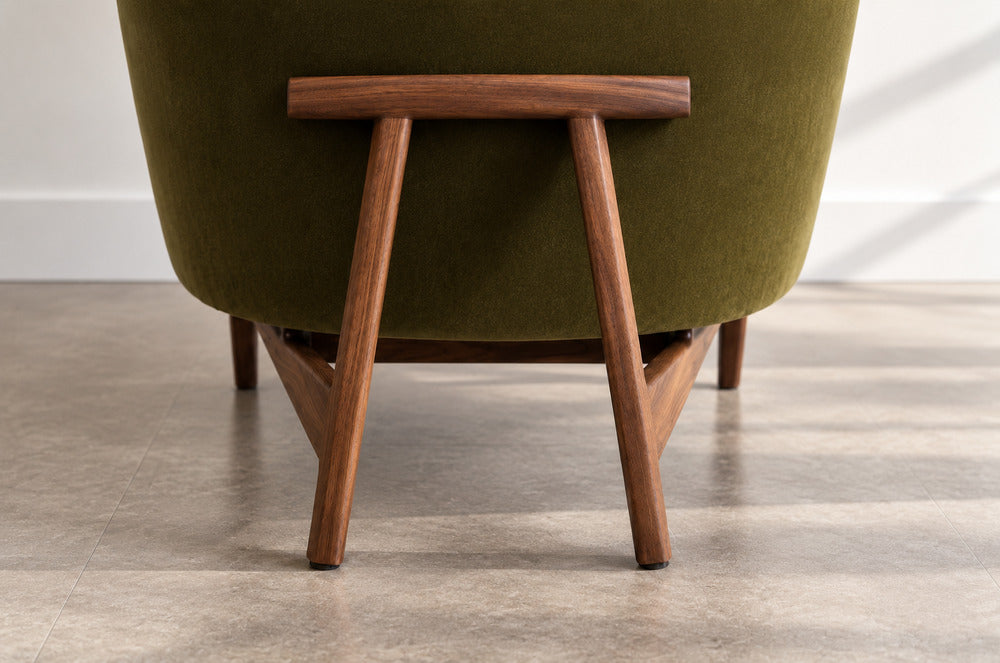 Lounge Chairs Model 2136 by Jens Risom in Velvet and Walnut, C. 1950s