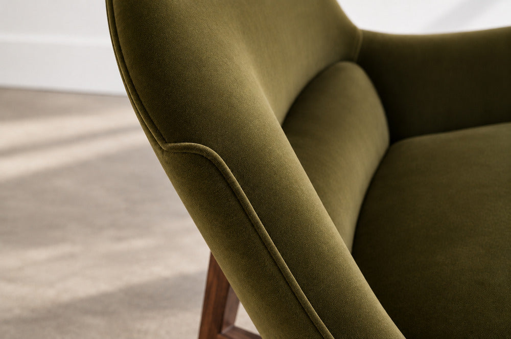 Lounge Chairs Model 2136 by Jens Risom in Velvet and Walnut, C. 1950s
