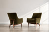 Lounge Chairs Model 2136 by Jens Risom in Velvet and Walnut, C. 1950s