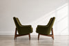 Lounge Chairs Model 2136 by Jens Risom in Velvet and Walnut, C. 1950s