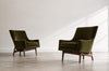 Lounge Chairs Model 2136 by Jens Risom in Velvet and Walnut, C. 1950s