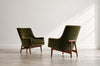 Lounge Chairs Model 2136 by Jens Risom in Velvet and Walnut, C. 1950s