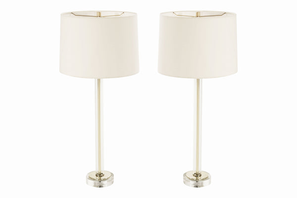 Glass and Brass Table Lamps, C. 1960s