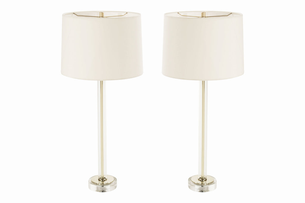 Glass and Brass Table Lamps, C. 1960s