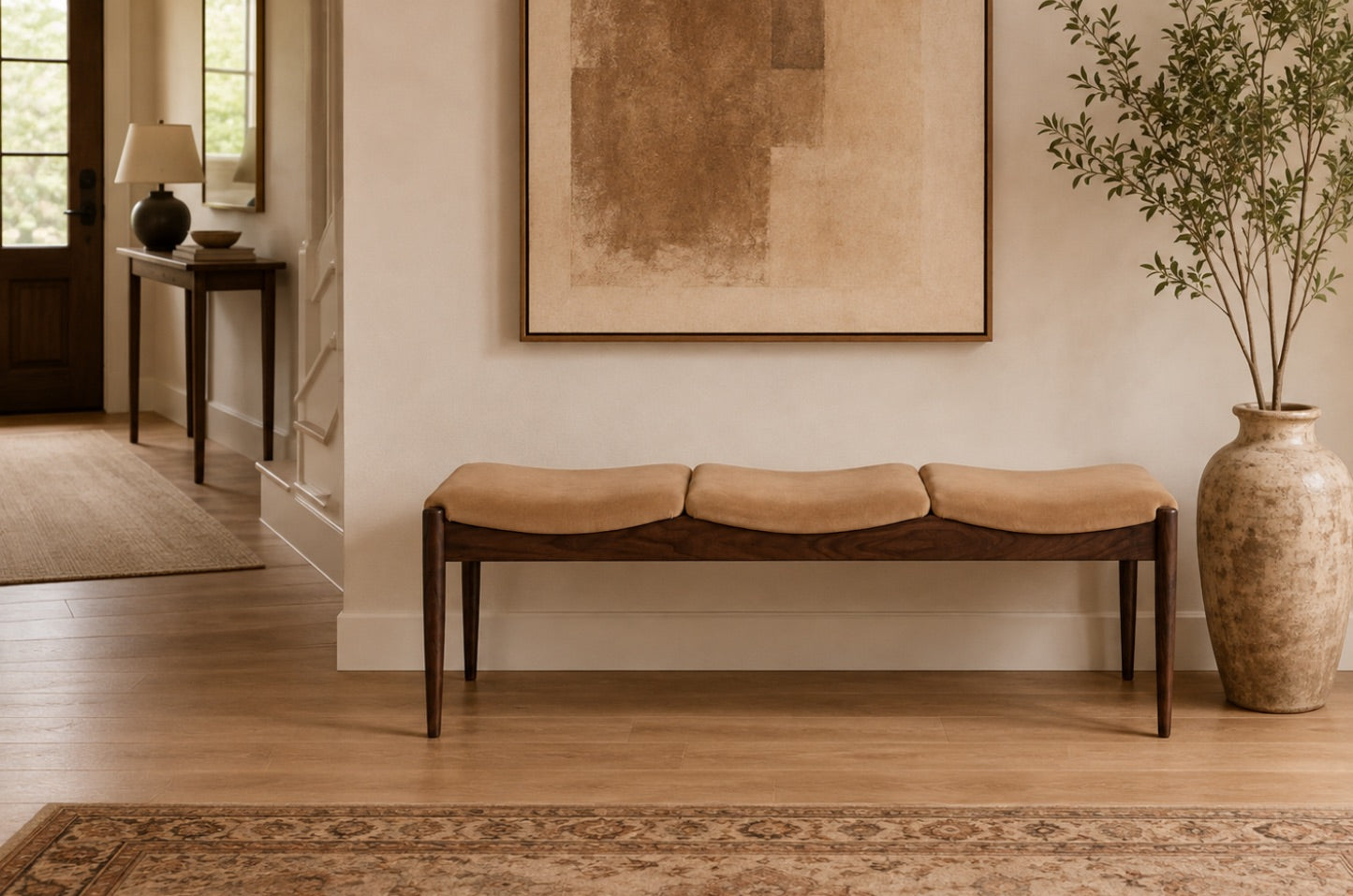 Wave III Bench in Dark Walnut