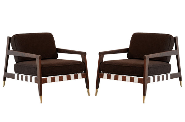 Walnut Lounge Chairs by Edmond J. Spence, C. 1950s