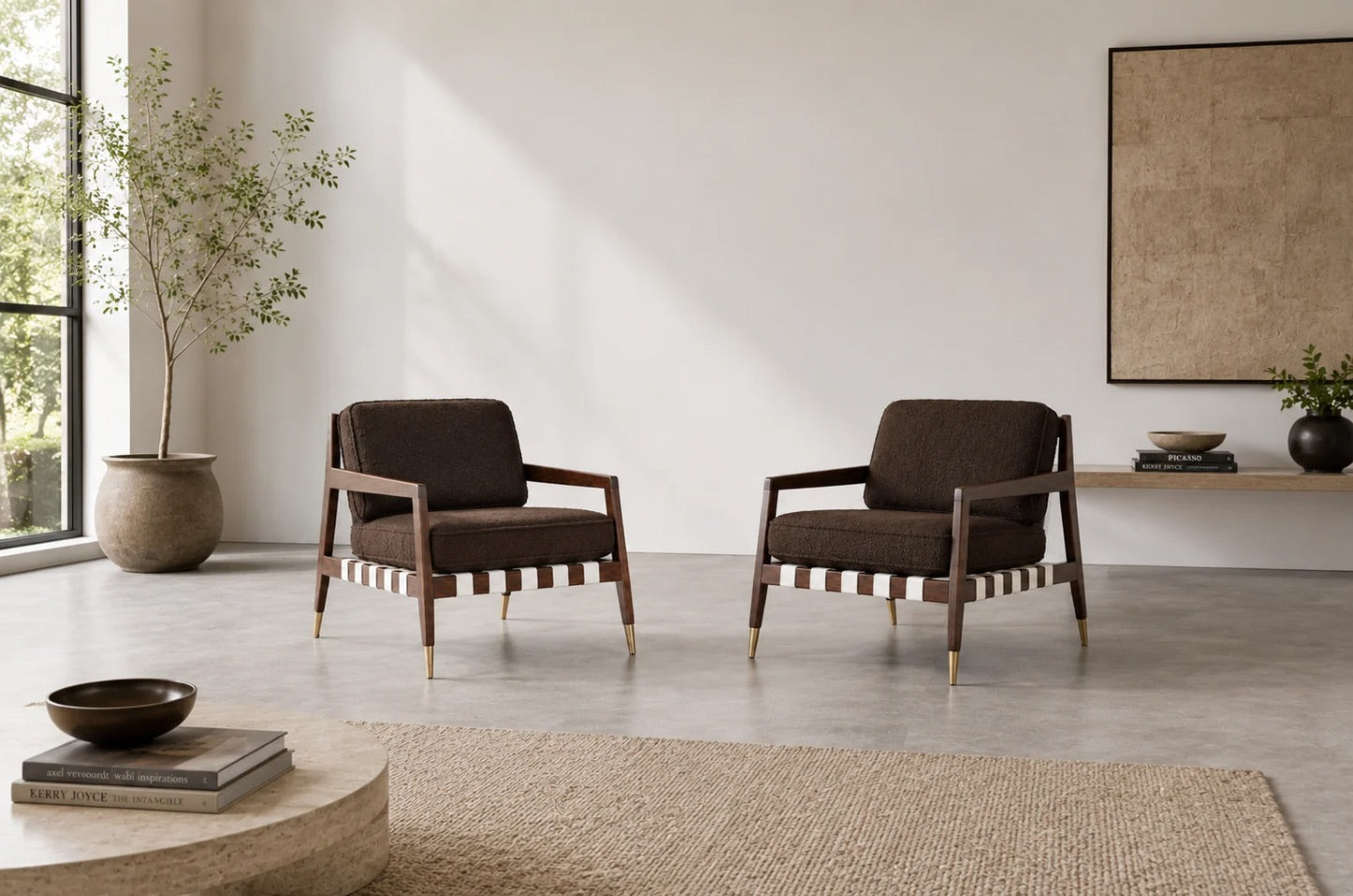 Walnut Lounge Chairs by Edmond J. Spence, C. 1950s