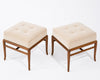 Set of Stools by T.H. Robsjohn-Gibbings in Walnut and Velvet, C. 1950s
