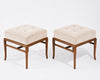 Set of Stools by T.H. Robsjohn-Gibbings in Walnut and Velvet, C. 1950s