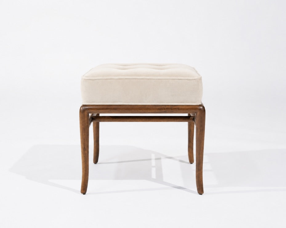 Stools by T.H. Robsjohn-Gibbings in Walnut and Velvet, C. 1950s